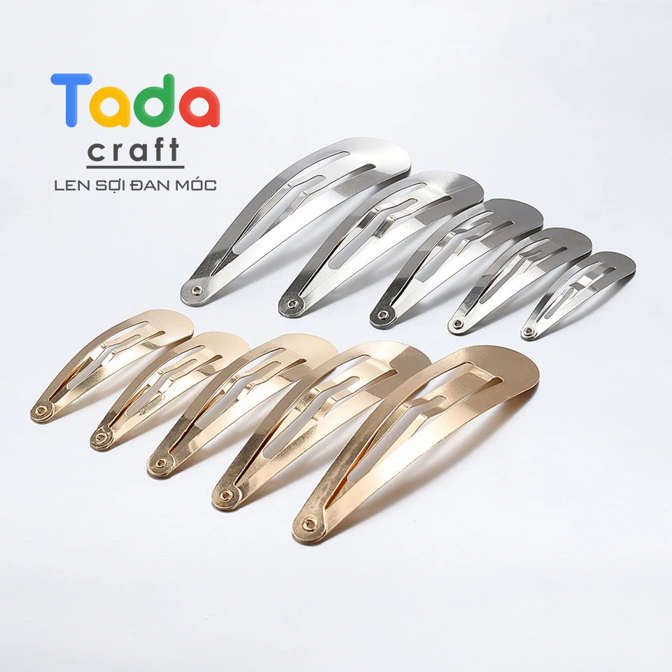 5 cái phôi kẹp bật giọt nước màu bạc làm kẹp tóc handmade