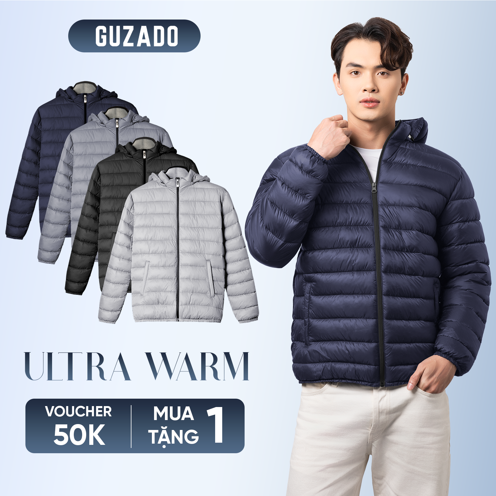 Áo Khoác Phao Nam GUZADO Chần Bông Dày Dặn Form Regularfit Dễ Phối Đồ, Giữ Nhiệt Tốt Trong Mùa Đông GAP2024