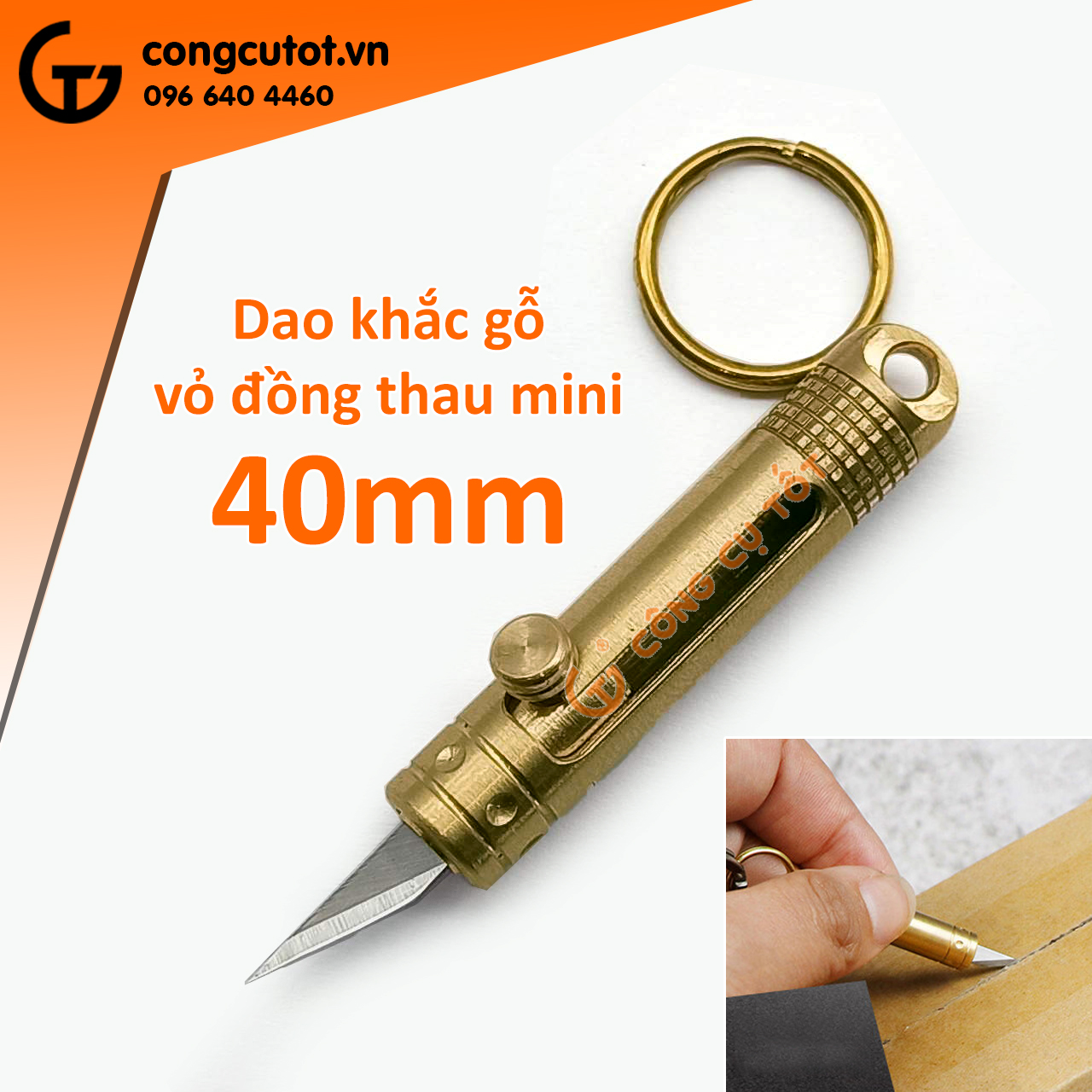 Dao điêu khắc - dao trạm trổ mini, Thước kẻ đồng thau treo móc khóa