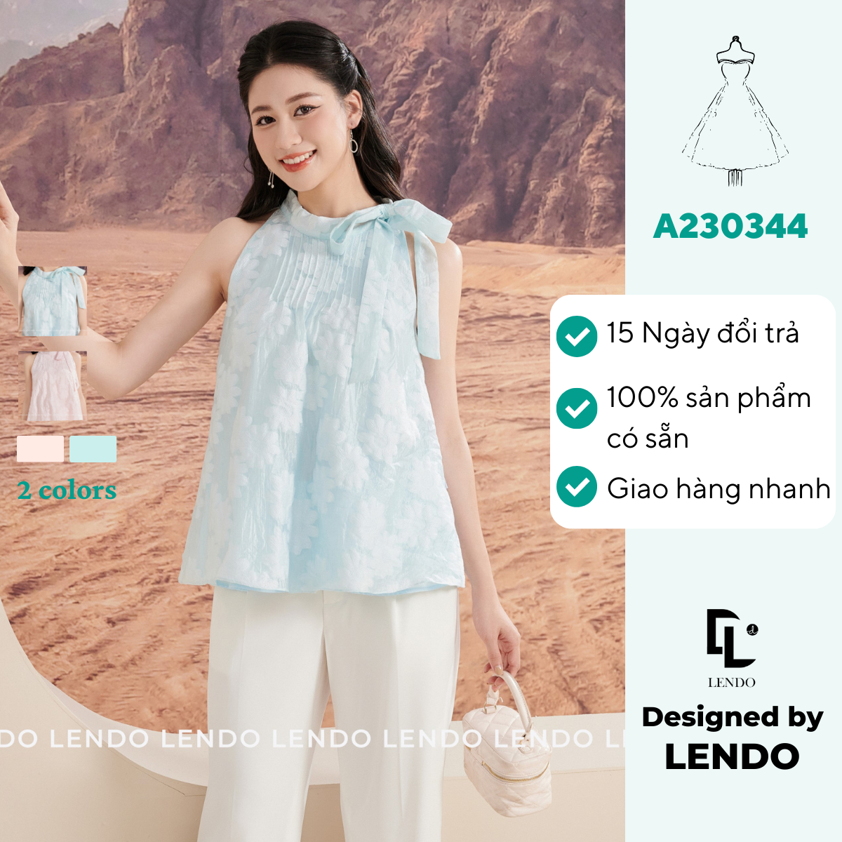 Áo yếm xếp ly ngực lendo a230344