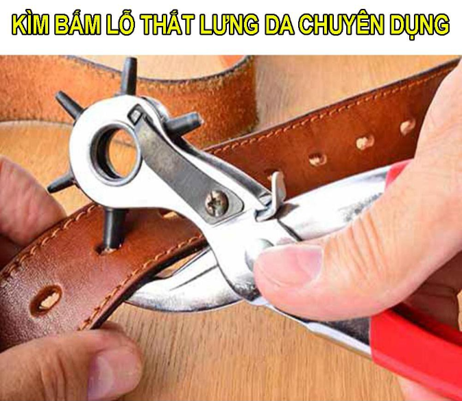 Kìm bấm lỗ thắt lưng dây nịt bấm dây da đồng hồ thắt lưng giày dép bìa cứng - 6 bấm lỗ đa năng