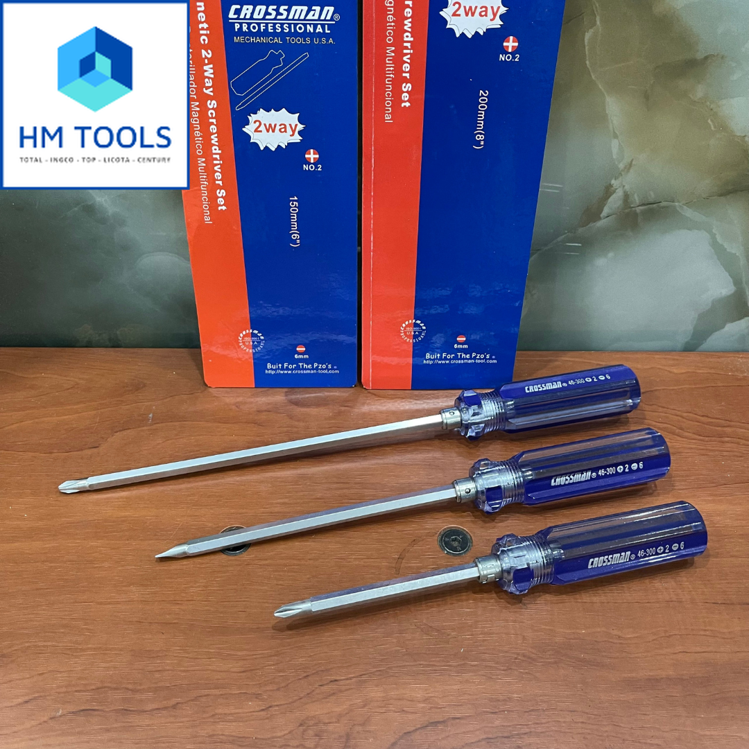 Tu vít 2 đầu crossman 100mm, 150mm, 200mm - có nam châm hít - thép cr-v siêu cứng không gỉ cao cấp