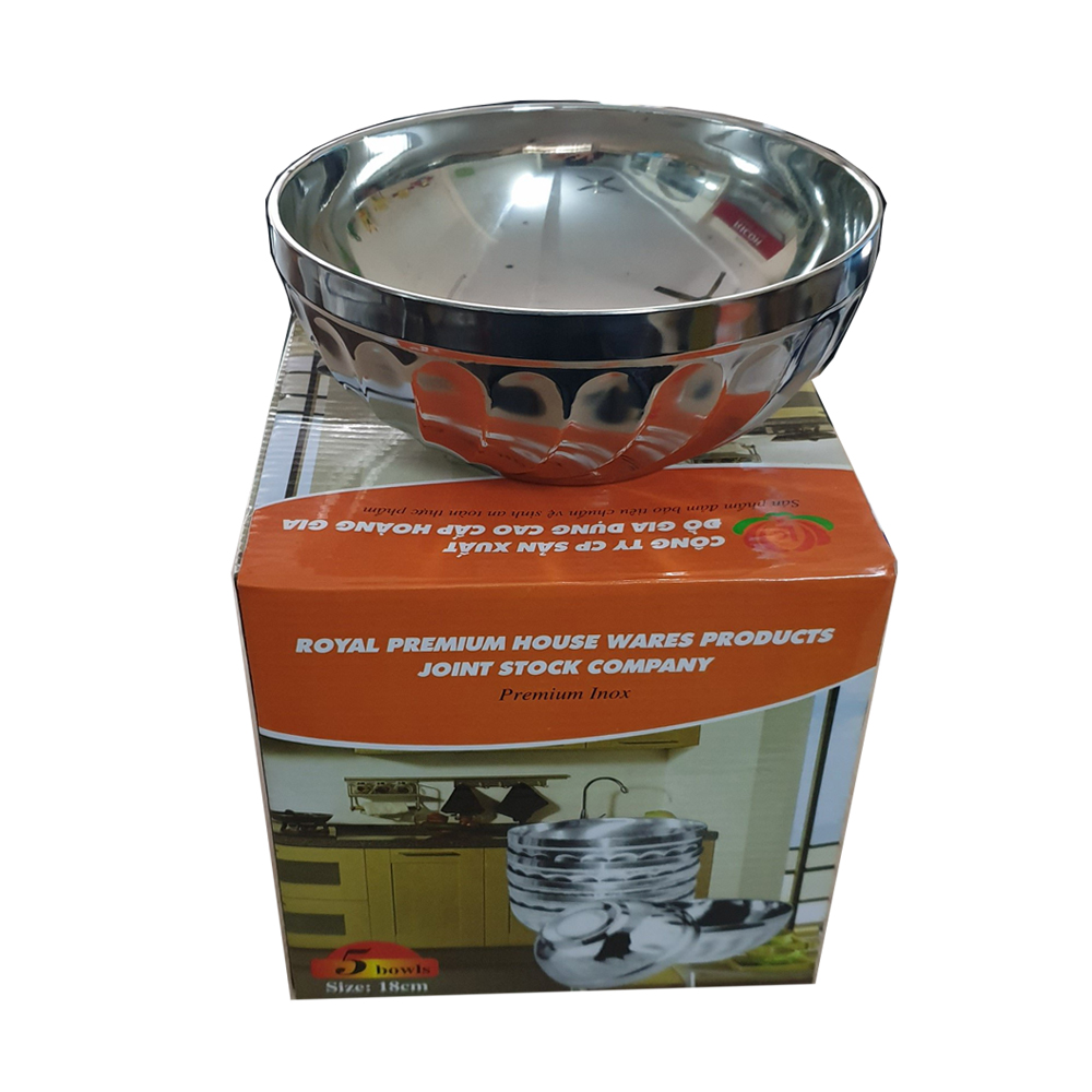 Bát tô  inox  2 lớp cách nhiệt mẫu xoắn cỡ 20cm Hoàng Gia (Bạc)