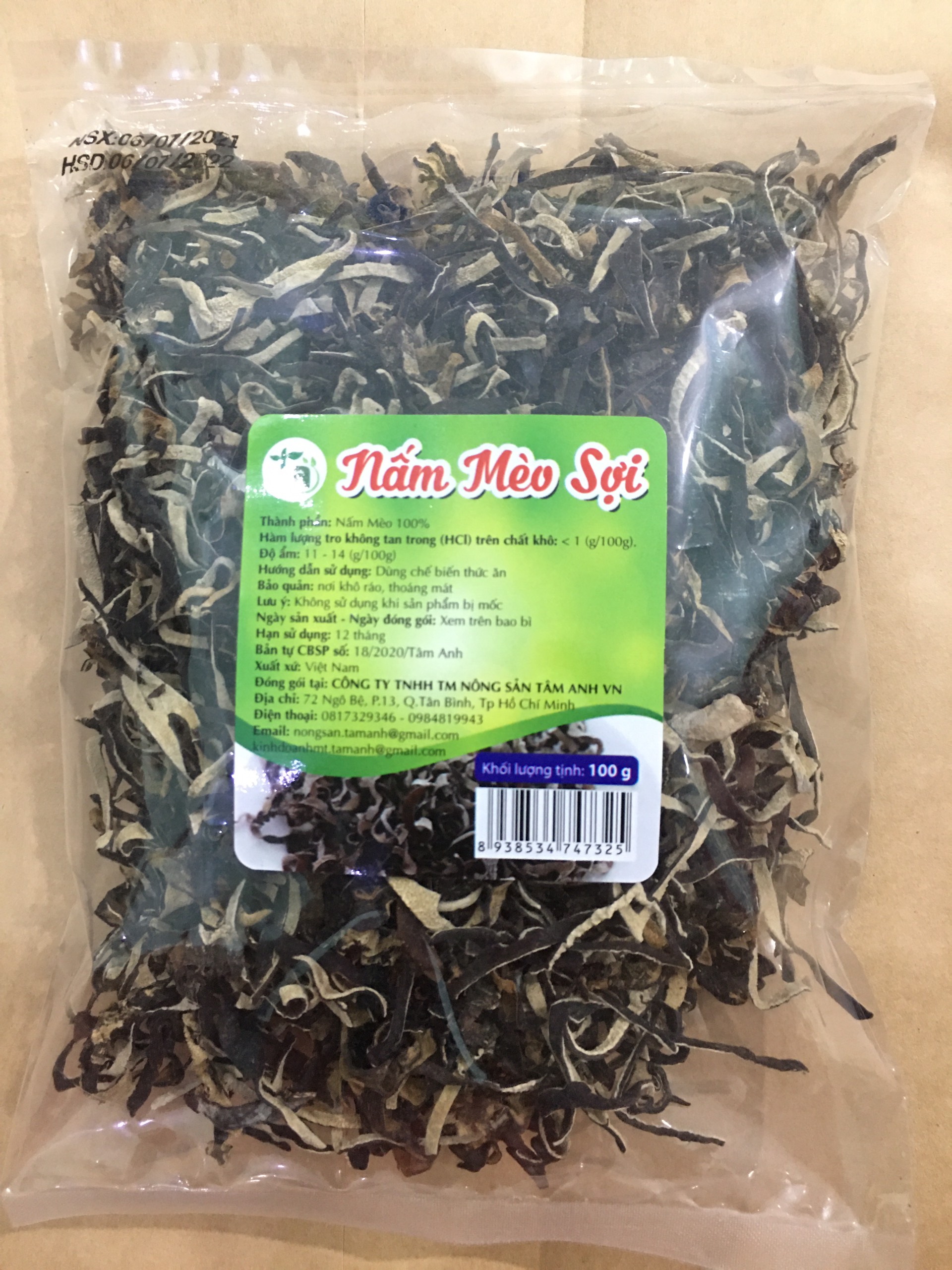 Nấm mèo đen thái sợi loại ngon túi 200g nms01 – tâm anh store