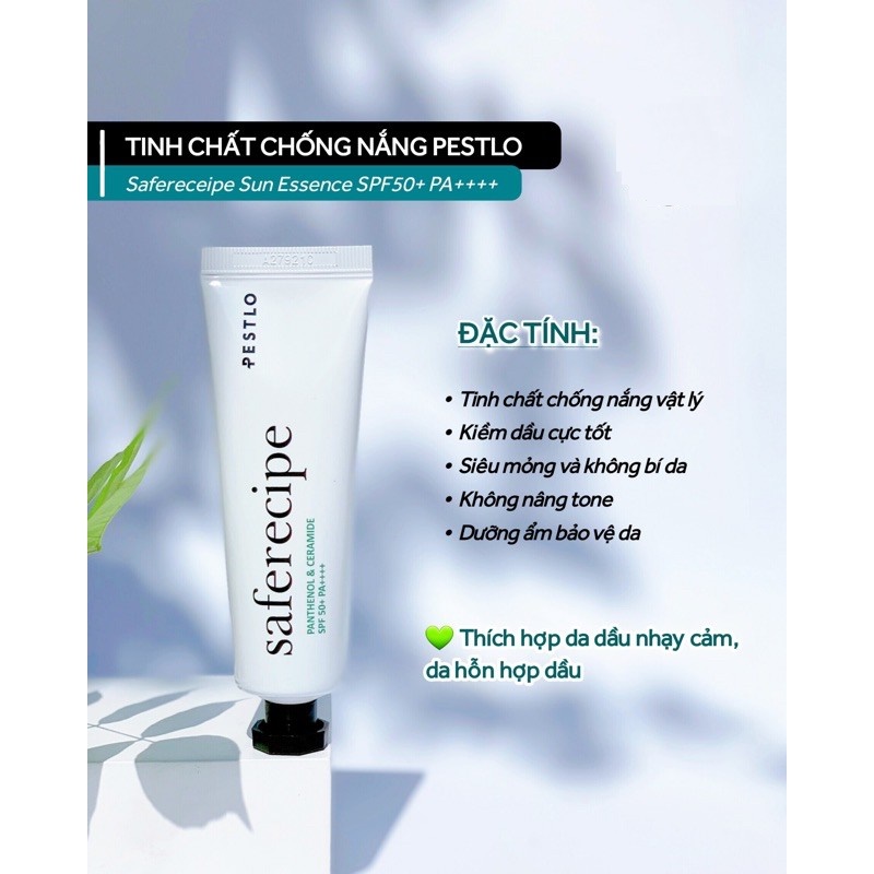 Kem Chống Nắng Vật Lý PESTLO Saferecipe  cho da Nhạy Cảm, da mụn cực kỳ khô ráo, KHÔNG gây bóng dầu, vệt trắng