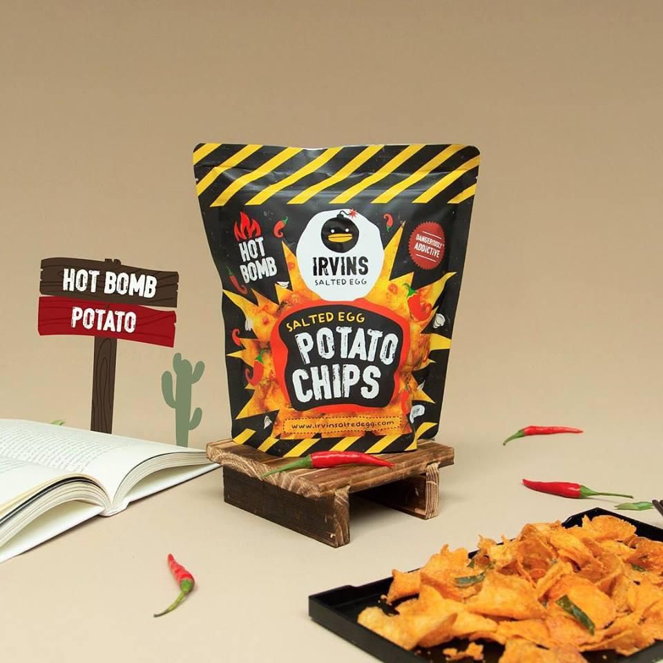 Snack khoai tây cay lắc trứng muối irvins gói nhỏ 105g