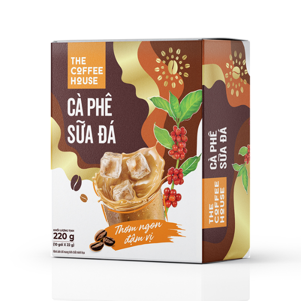 Combo 3 hộp Cà Phê Sữa Đá hoà tan The Coffee House, 10 gói/hộp * 22gr cafe sữa, cà phê coffee house