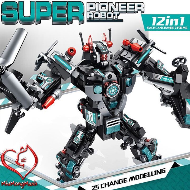 Siêu Robot Tiên Phong 577 Chi Tiết 12 Trong 1 Panlos Đồ Chơi Lắp Ráp Xếp Hình MOC DIY