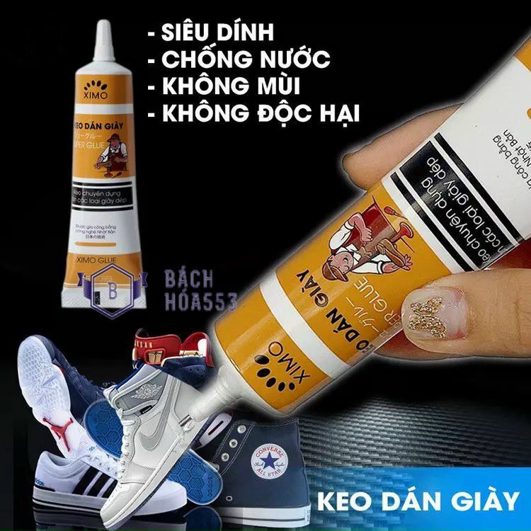 Keo dán giày dán túi xách siêu dính dùng nhiệt trong suốt ximo tuýp tiện lợi dán vết rách giày, túi xách, đồ nội thất da