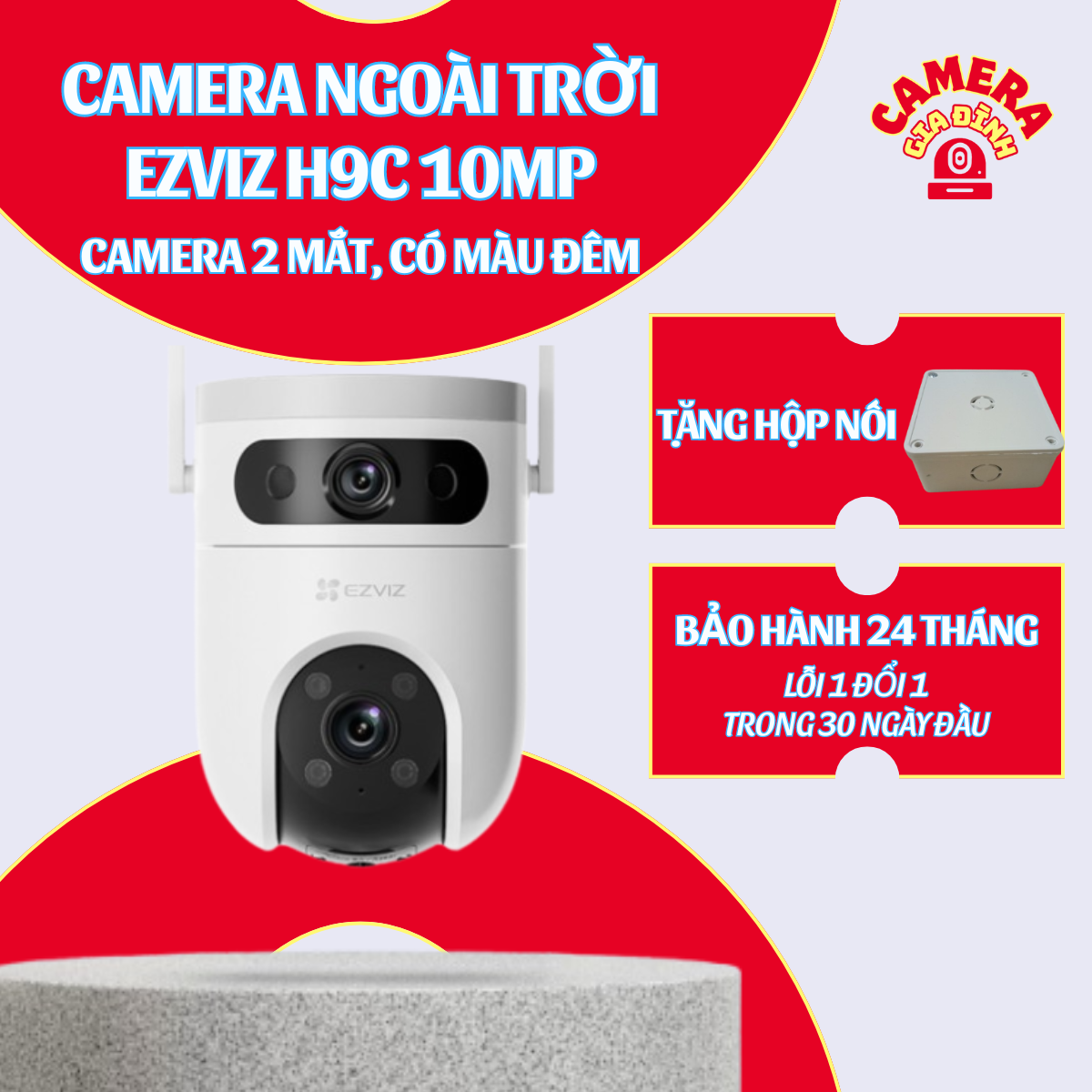 Camera Wifi Ezviz H9C 10MP  Camera WiFi quay quét, ống kính kép EZVIZ H9C 10MP, Đàm thoại 2 chiều, C