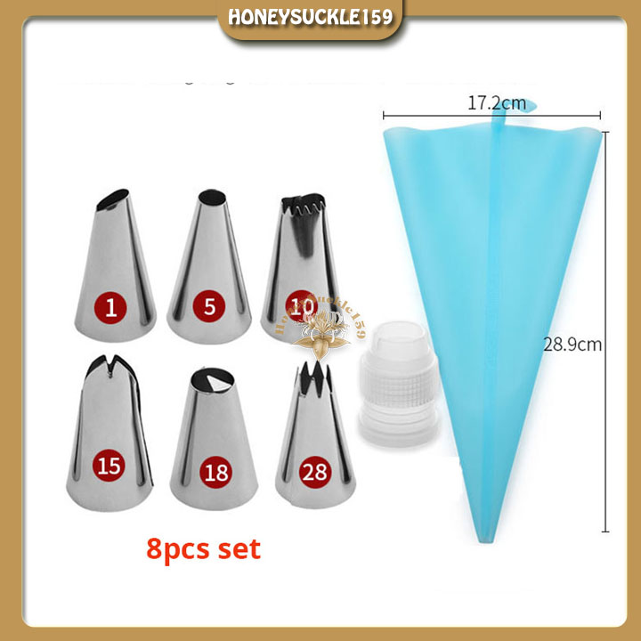 Bộ 6 Đui Bắt Bông Kem Trang Trí Bánh (Kèm Túi Bóp Silicon Và Đầu Chốt)