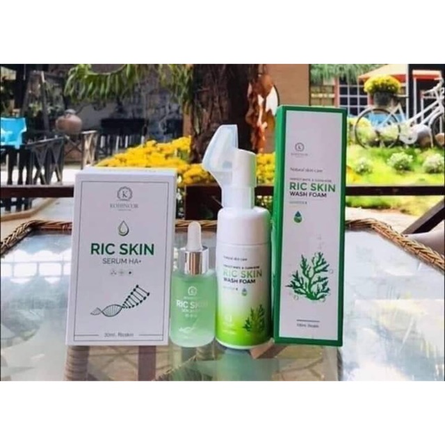 Combo 1 lọ serum RIC SKIN HA+ và 1 lọ sữa rửa mặt Ric Skin+1 ủ trắng cà phê