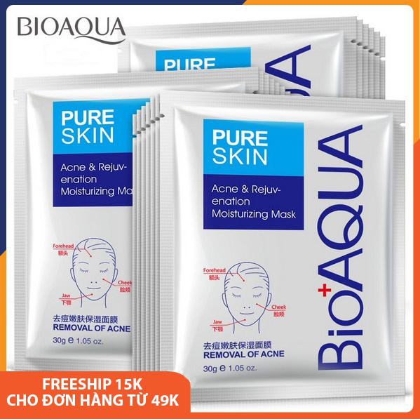 Combo 10 mặt nạ giấy dưỡng da Bioaqua Pure Skin giúp dưỡng ẩm,kiềm dầuse khít lỗ chân lông, làm săn và tăng độ đàn hồi, chống lão hóa,cấp nước thải độc, phục hồi da, mặt nạdưỡng trắng da nội địa Trung Melystore SPU044