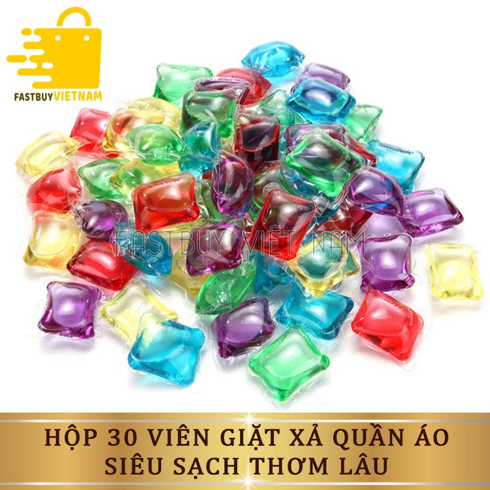 Hộp 30 Viên Giặt Xả Quần Áo Siêu Sạch, Làm Mềm Vải Ngát Hương Thơm Có Thể Sử Dụng Giặt Đồ Trẻ Em Sơ Sinh