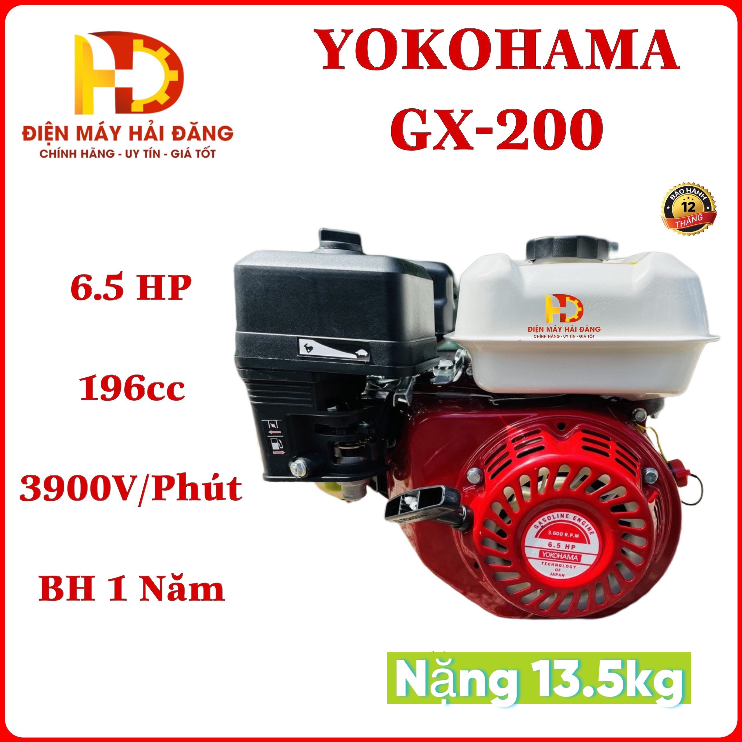 Máy nổ - động cơ xăng yokohama 6.5hp gx-200 | bảo hành 12 tháng