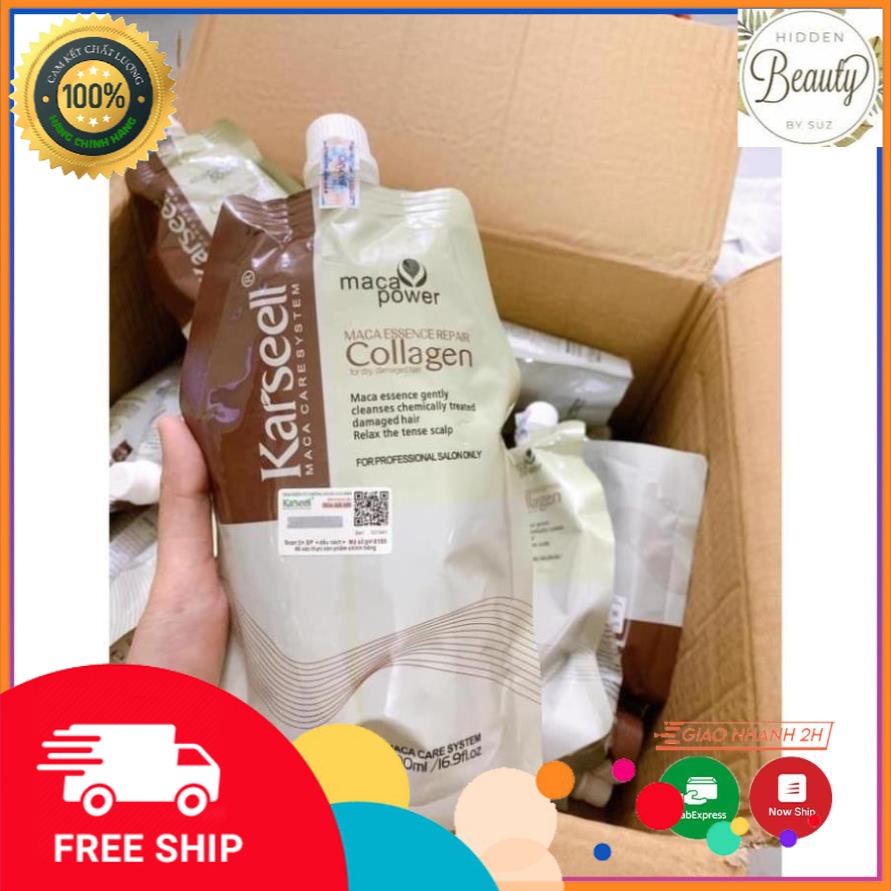 Dầu hấp - ủ- xả phục hồi tóc collagen karseell maca dạng túi 500ml