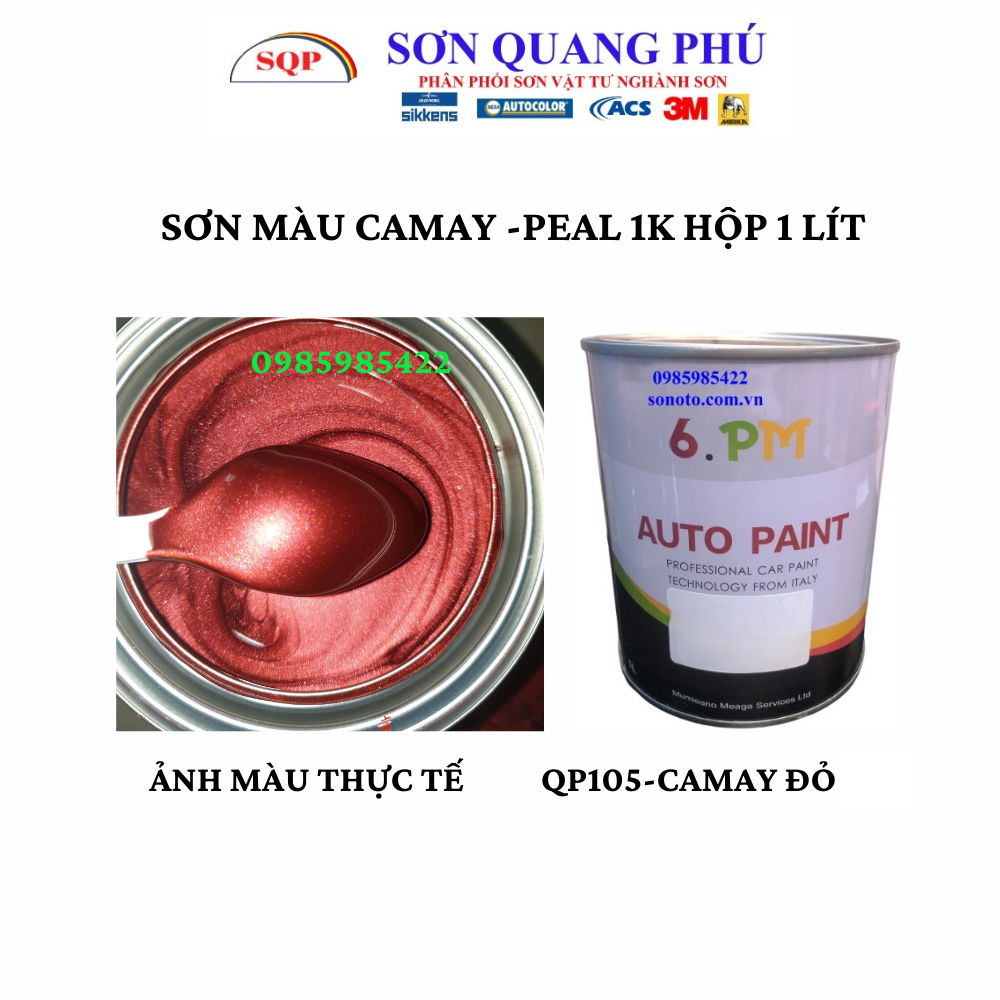 Qp105 sơn camay bơ đỏ autopaint lon 1 lít - sơn oto xe máy giá rẻ, pearl sonquangphu8856
