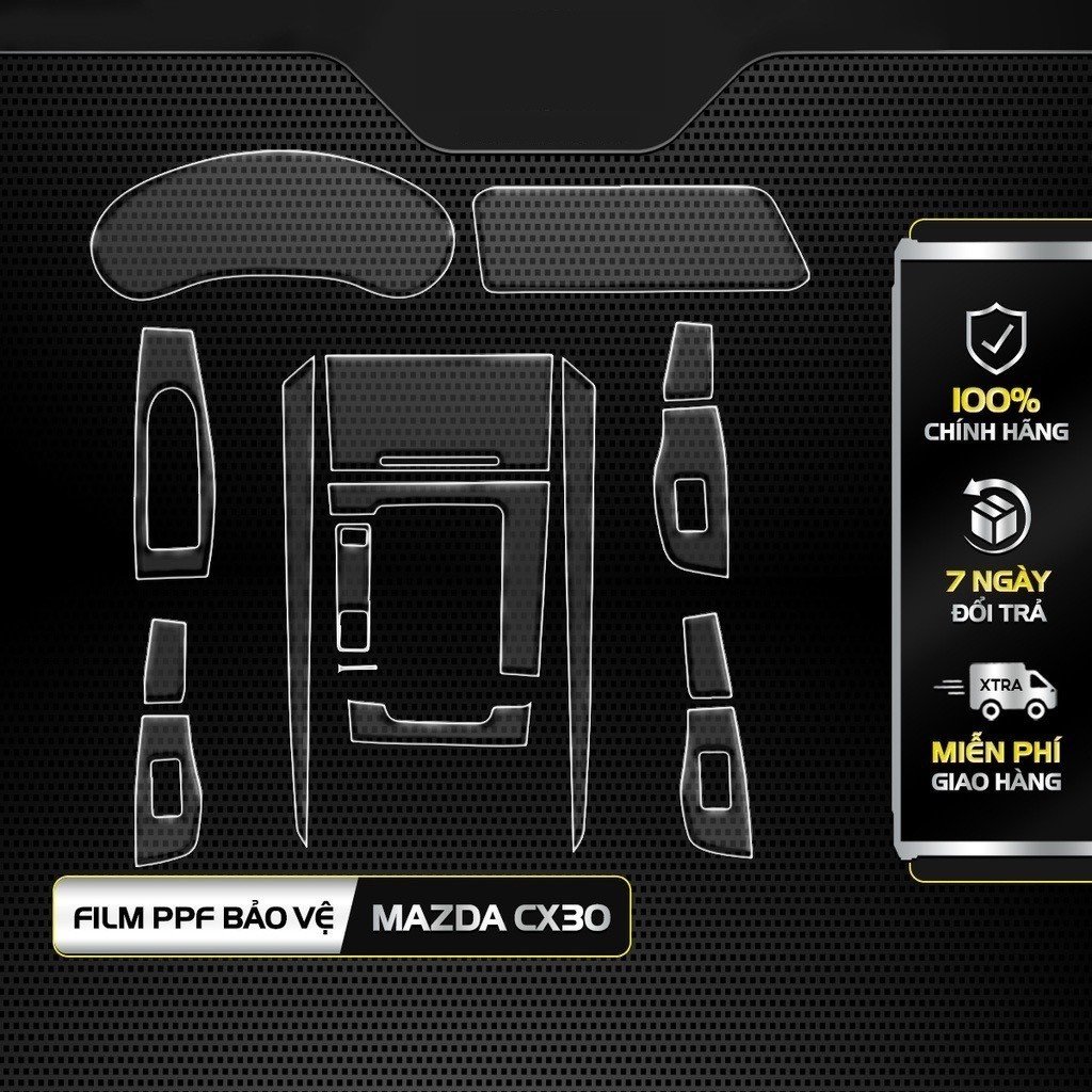 Bộ 5 chi tiết Film PPF trong suốt dán xe MAZDA CX30 chống xước bảo vệ nội