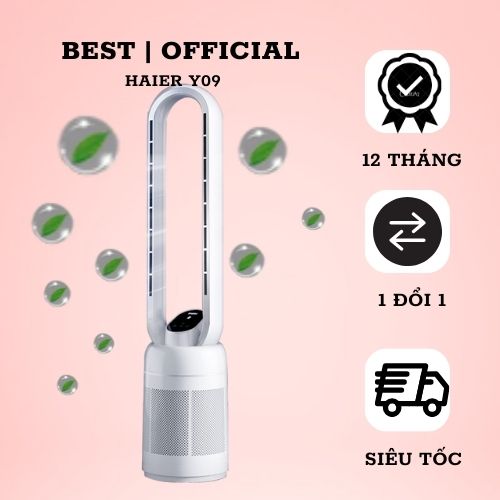 Quạt không cánh lọc không khí HAIER Y09 32 tốc độ gió thiết kế cải tiến Chạy êm Khử trùng khử mùi UV