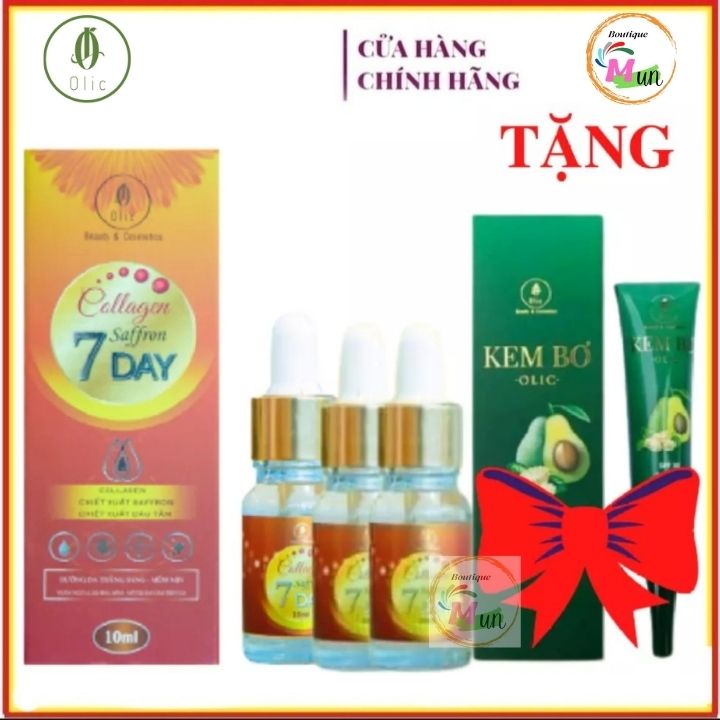 [3 TẶNG 1] Combo 3 Hộp Serum Collagen Saffron 7Day Tặng Kèm 1 Tuýp Kem Bơ Olic cấy trắng Nano