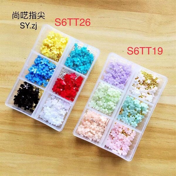 Set hoa nhí mix màu mix bi 6 ô -pln937