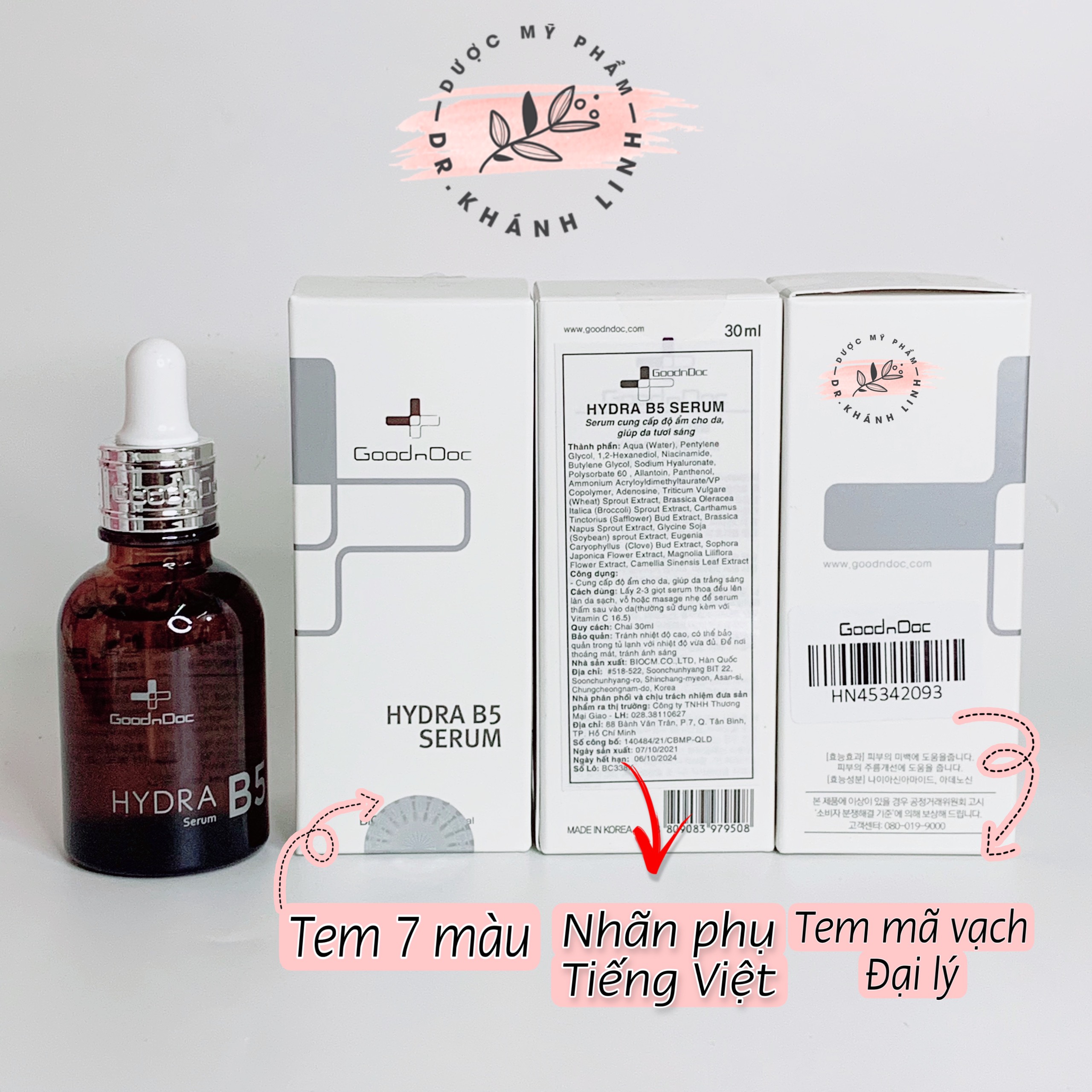 [MẪU MỚI] SERUM DƯỠNG ẨM CHỐNG LÃO HÓA GOODNDOC HYDRA B5 30ML