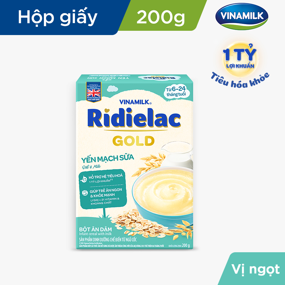 Bột Ăn Dặm Ridielac Gold Yến Mạch Sữa - 2 Hộp Giấy 200g