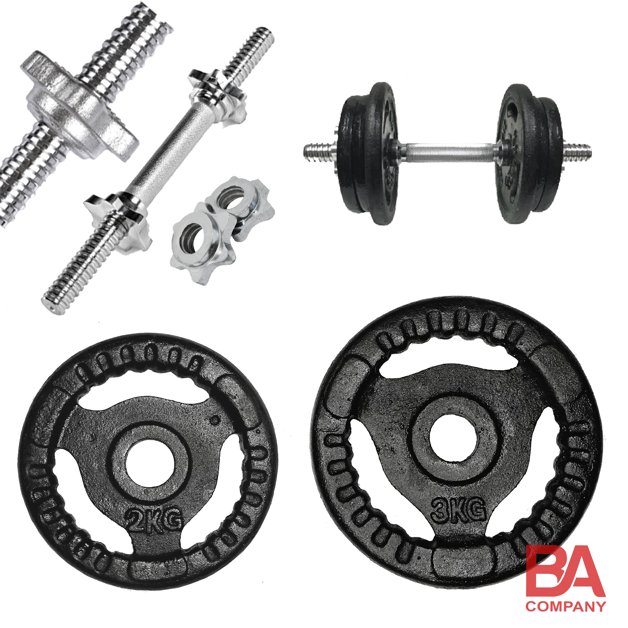 Bộ 1 Tạ Tay Tháo Ráp 11.7kg (1 Đòn 35cm, 2 Miếng 2kg, 2 Miếng 3kg) Binhansport