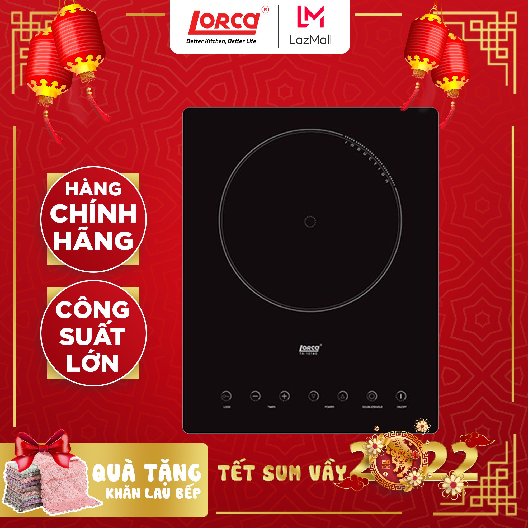 Bếp từ đơn lorca ta 1018c hẹn giờ độc lập cho từng vùng nấu có hệ thống bảo vệ an toàn quá nhiệt quá áp tự động tắt lc20 - lorca official