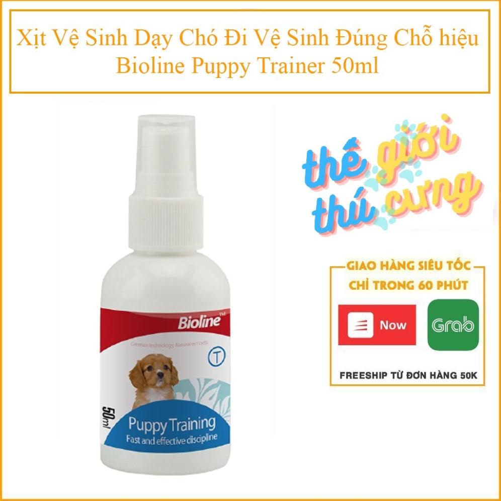 Xịt vệ sinh dạy chó đi vệ sinh đúng chỗ hiệu bioline puppy trainer 50ml