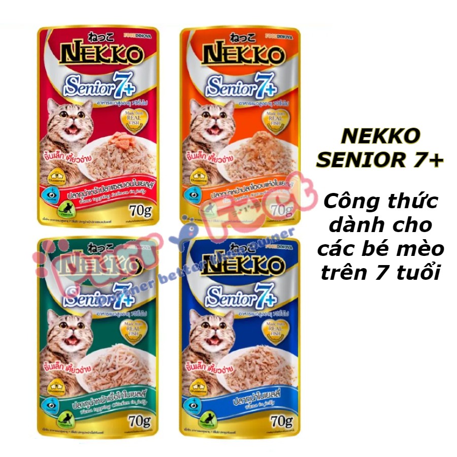 Pate Nekko pate Cho Mèo Gói 70g Có Prebiotic hỗ trợ tiêu hóa, nekko senior, nekko 7+