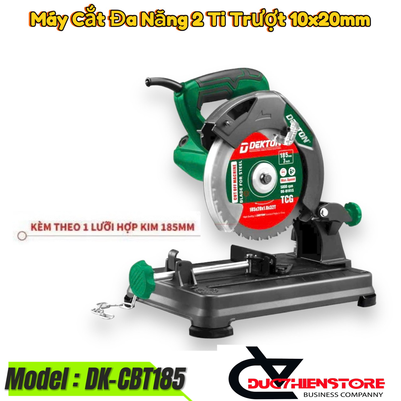 Máy Cắt Sắt Lưỡi Hợp Kim Mini Dekton DK-CBT185 1500W Dùng Lưỡi 185mm | 2 Ti Trượt