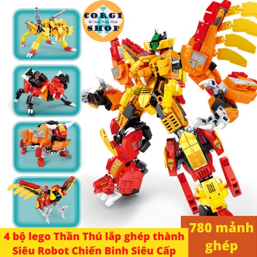Lego Robot Thần Thú Metal Mech Từ 4 Robot Thần Thú, Chất Liệu Nhựa ABS, Kích Thước 24x19x19cm