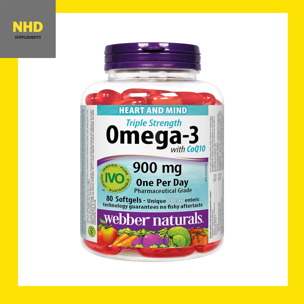 WEBBER NATURALS OMEGA-3 with CoQ10 80 viên dầu cá bổ sung omega3 cùng