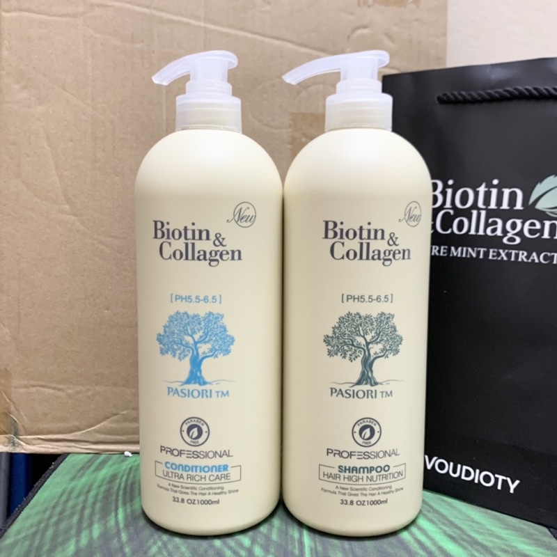 Dầu gội xả biotin & collagen trắng 1000ml/chai