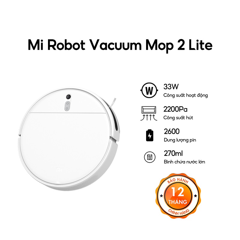 Robot hút bụi lau nhà Xiaomi Vacuum Mop 2 Lite - Hàng Chính Hãng