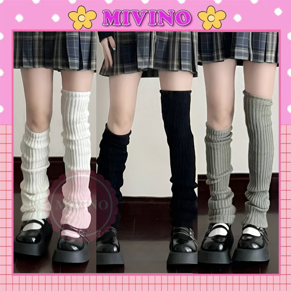 Tất ống chân Mivino vớ dệt kim dài qua gối 70cm cao cấp giữ ấm chân vào mùa đông phong cách Hàn Quốc TN156