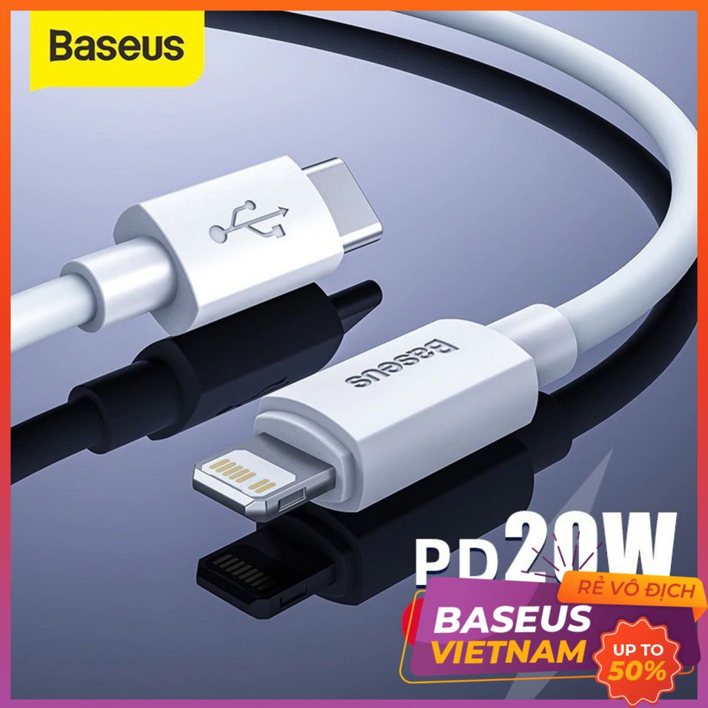 Combo 2 cáp sạc nhanh và truyền dữ liệu Type C to Lightning Baseus Simple Wisdom Data Cable Kit