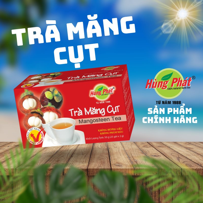 Trà măng cụt giải khát thanh mát hộp 25 gói - trà hùng phát