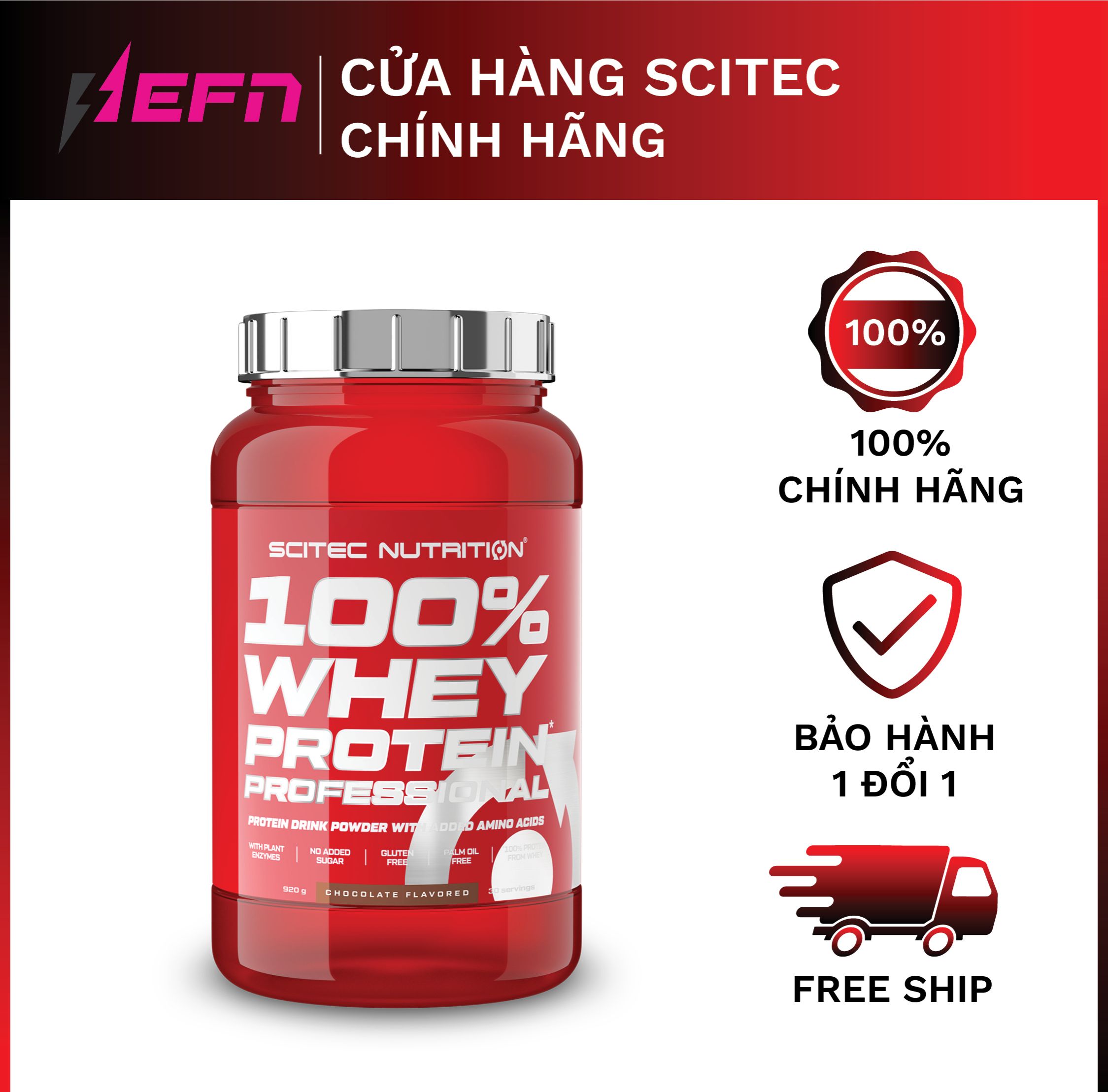 Whey | sữa tăng cơ cho người tập gym - scitec 100% whey protein professional 920g - chính hãng