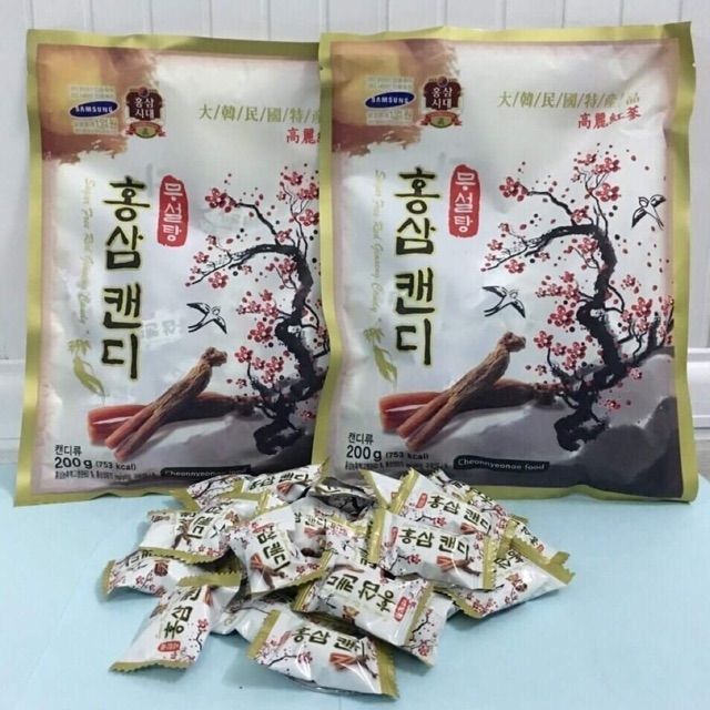 Combo 2 gói kẹo Hồng Sâm không đường 200gr Hàn Quốc