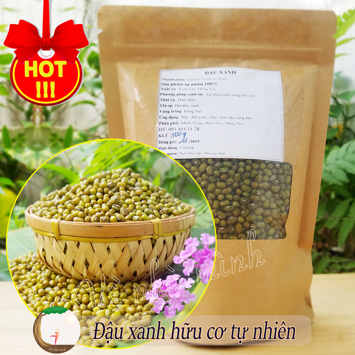 Đậu xanh hữu cơ tự nhiên 500g canh tác theo mùa vụ, không chất bảo quản