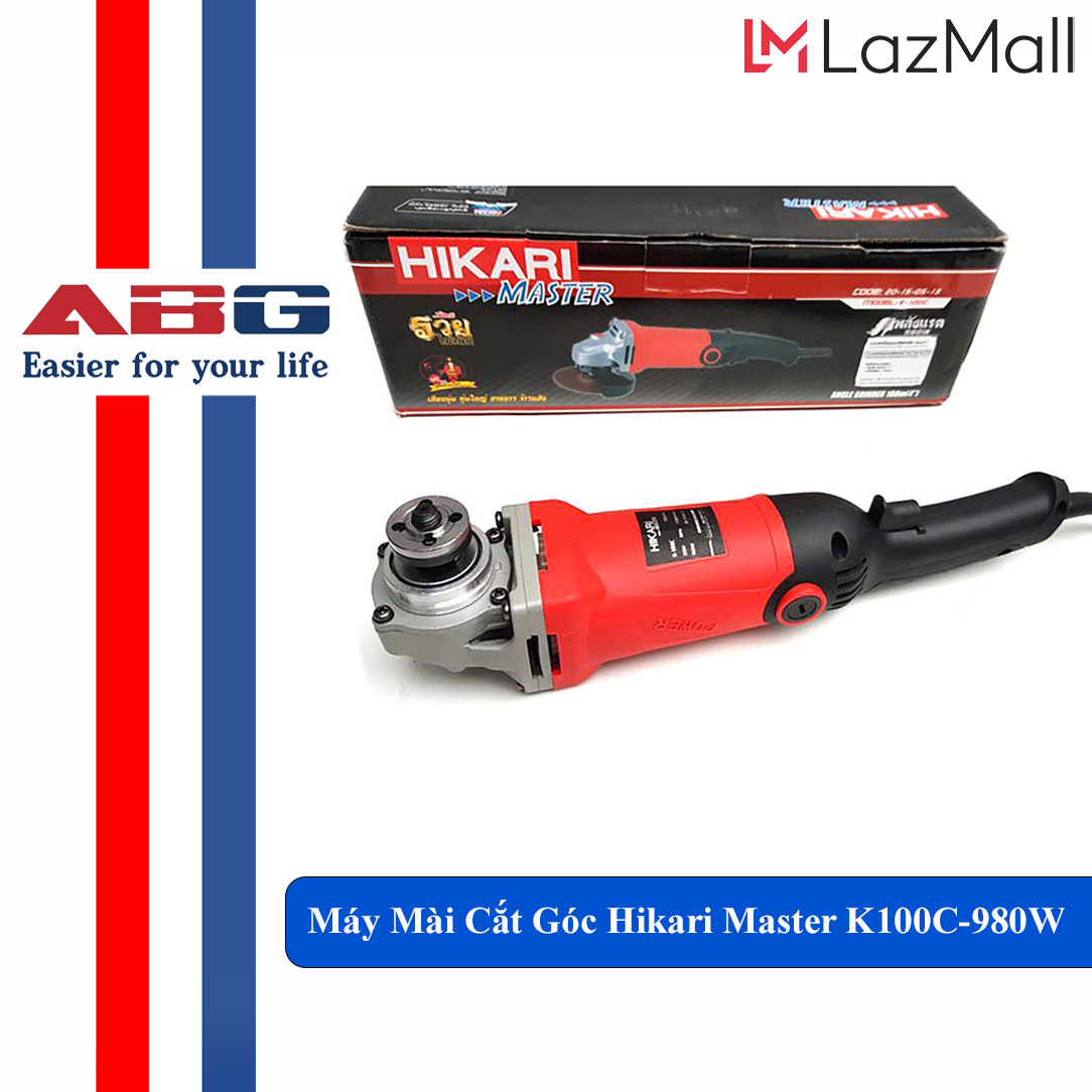 Máy Mài Cắt Góc Cầm Tay Hikari Master K100C Công Suất 980W, Đường Kính Đĩa 100mm, Mài Kim Loại, Gỗ, Đá, Cắt Bàn, Công Tắc Đuôi –
