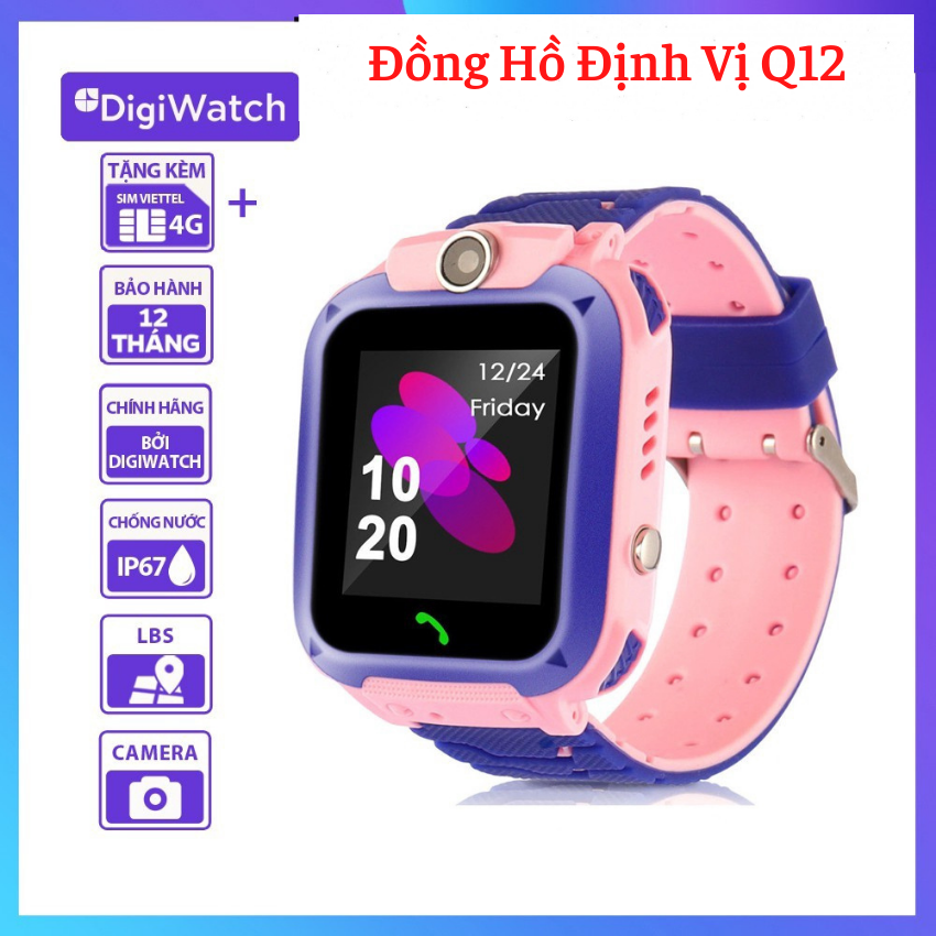 [ MIỄN SHIP ] Đồng hồ thông minh trẻ em, đồng hồ định vị q12 - nghe gọi 2 chiều - theo dõi con từ xa - camera chụp ảnh - chống nước ip67 - cảm ứng ip68 - BẢO HÀNH 3 NĂM - lỗi 1 đổi 1.