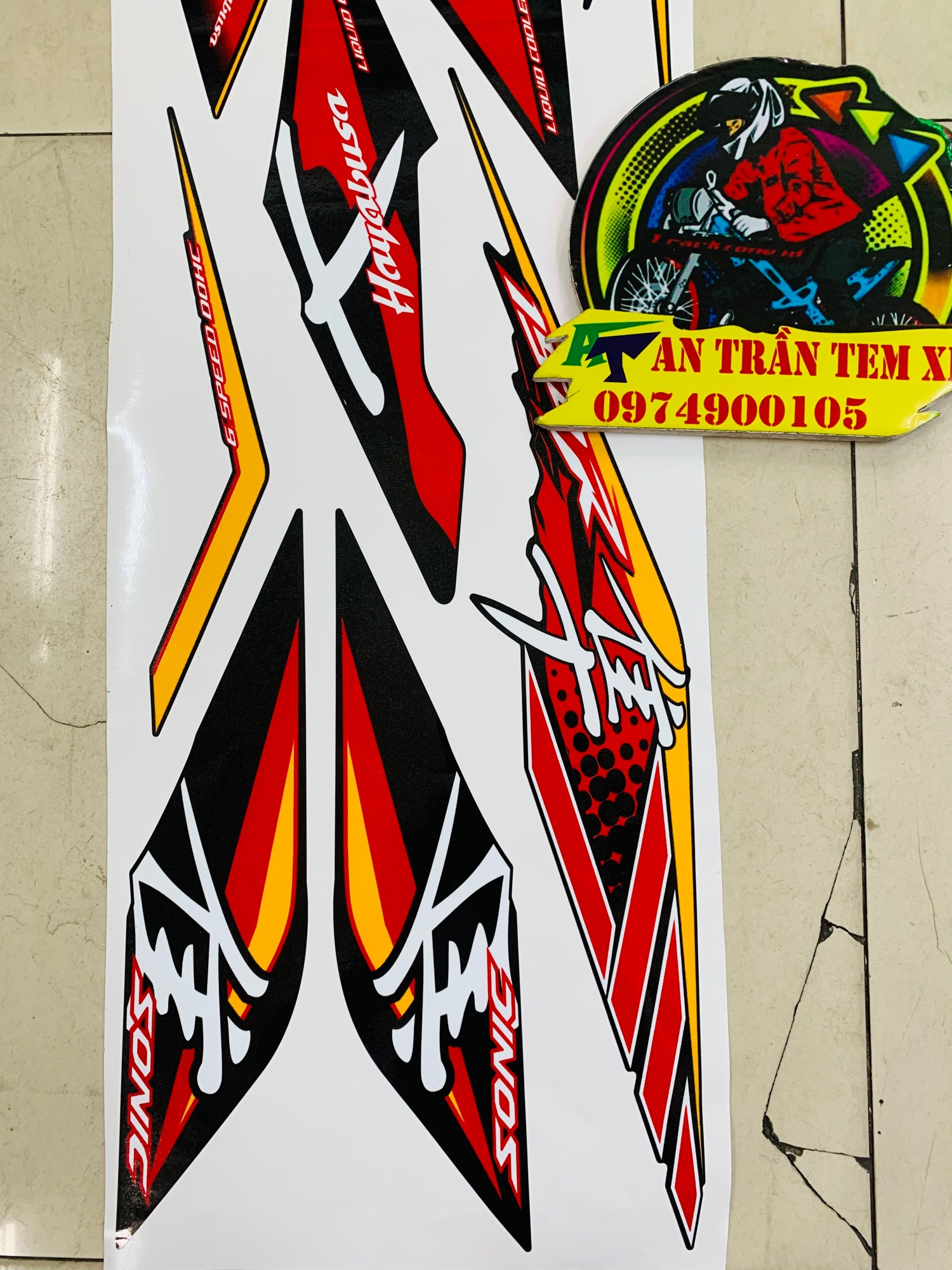 [HCM]Tem rời sonic mẫu hayabusa in decal 3 lớp bóng cao cấp không bay màu