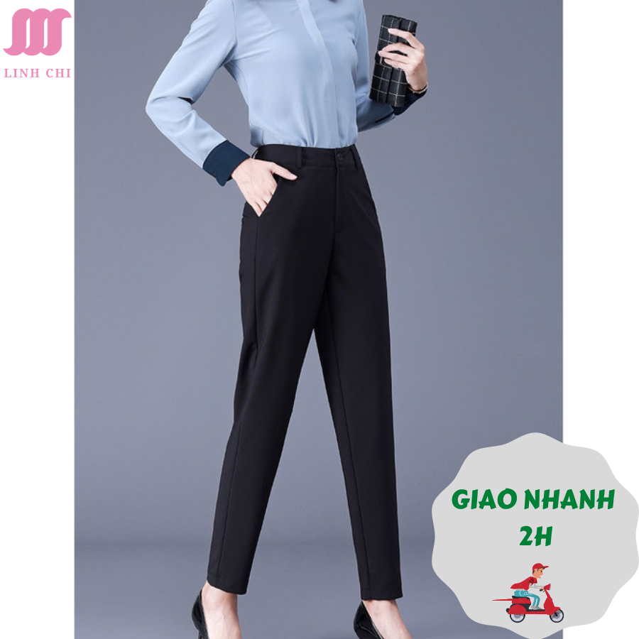 [SALE] Quần tây nữ cao cấp thiết kế cơ bản màu đen vải cotton loại 1 QTCD301