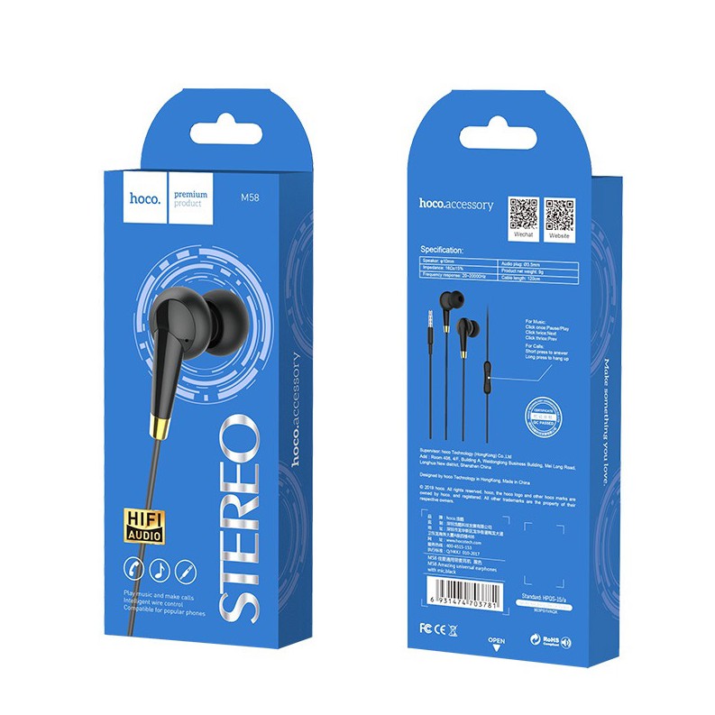 Tai nghe liền dây jack 3.5mm hoco m58 kèm micro
