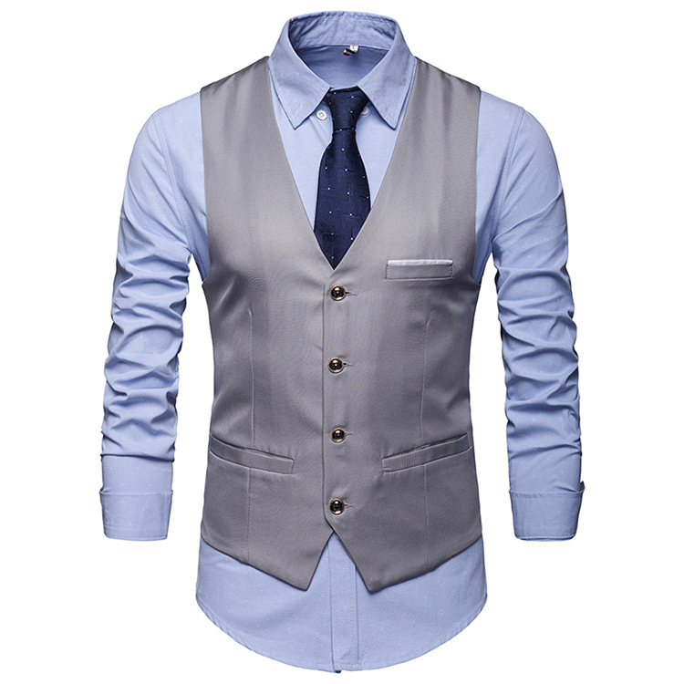 Ngoại Thương Áo Vest Một Bên Ngực Thời Trang Phong Cách Mới Mỏng Giản Dị Áo Vest Thông Qua Áo Vest Nam Màu Trơn