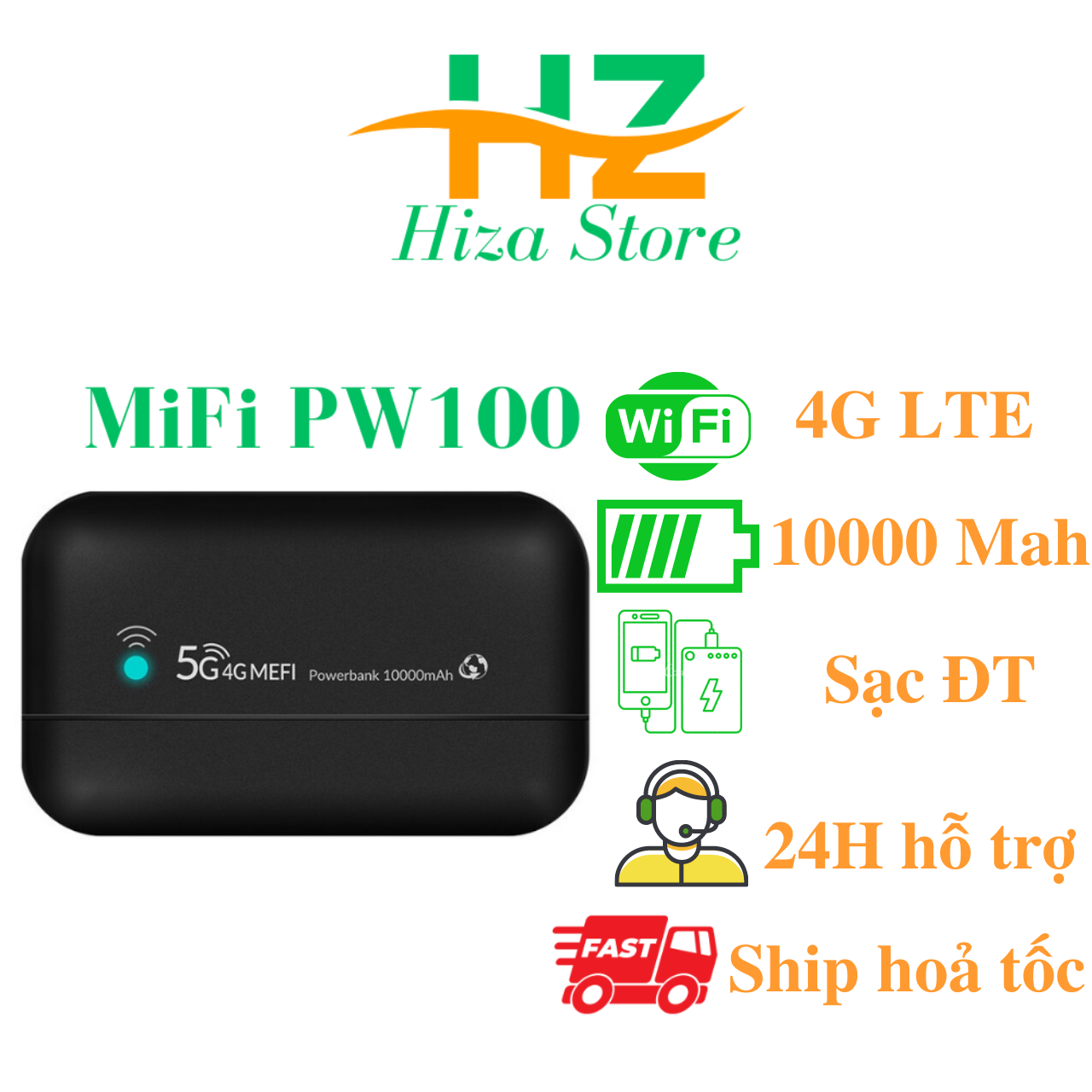 Phát wifi 4G Olax MT10, olax MF982, olax MF6875, mifi pw100 pin 10000 mahThiết bị phát wifi từ sim 4G Tốc độ 150mbs