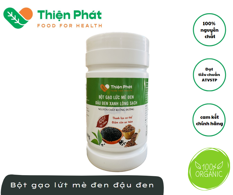 Bột gạo lứt mè đen đậu đen xanh lòng thiện phát|1kg 2 hộp